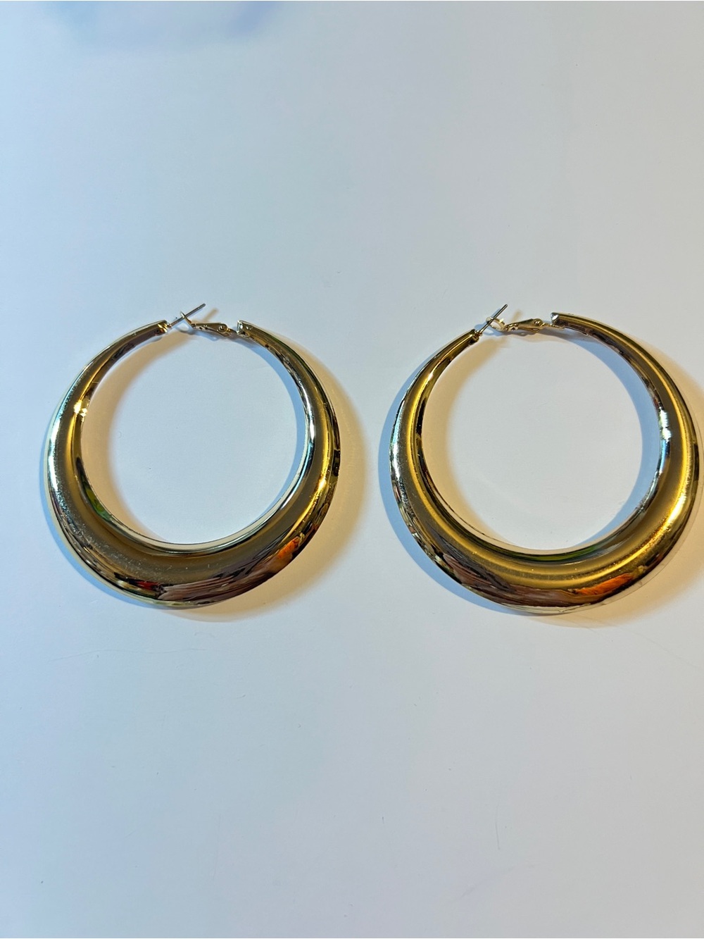 3” Diameter Gold Tone Hoop Earrings